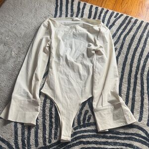 Zara Off-White Long Sleeve Bodysuit